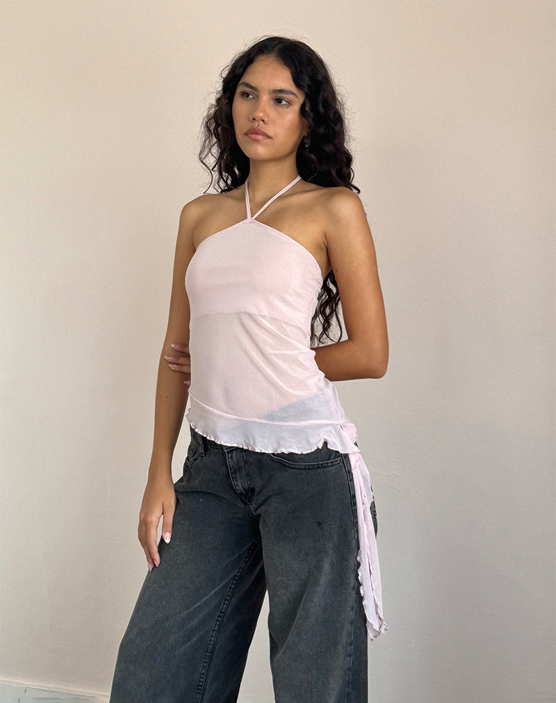 Afbeelding van Arabella Haltertop In Mesh Roze
