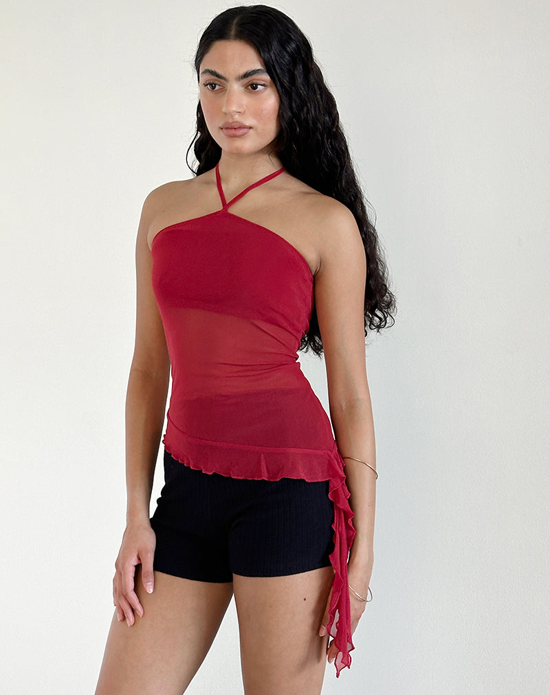 Afbeelding van Arabella Haltertop in Mesh Cherry
