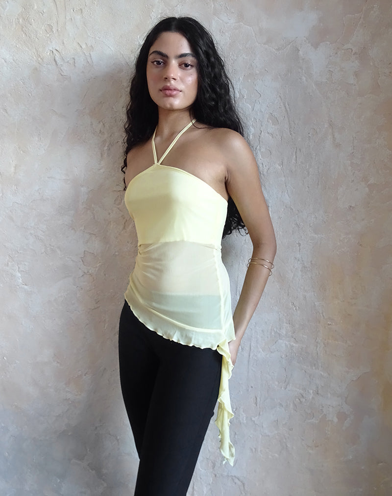 Afbeelding van Arabella Halterneck Top in Mesh Lemon