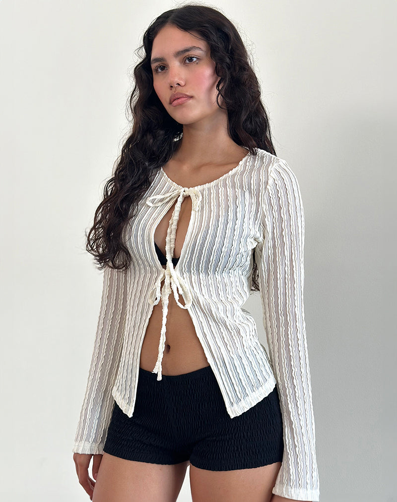 Araceli Top met Bandje Voorkant in Crinkle Ecru
