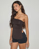 Afbeelding van Aravie Bandeau Top met Ruches in Chocoladebruin