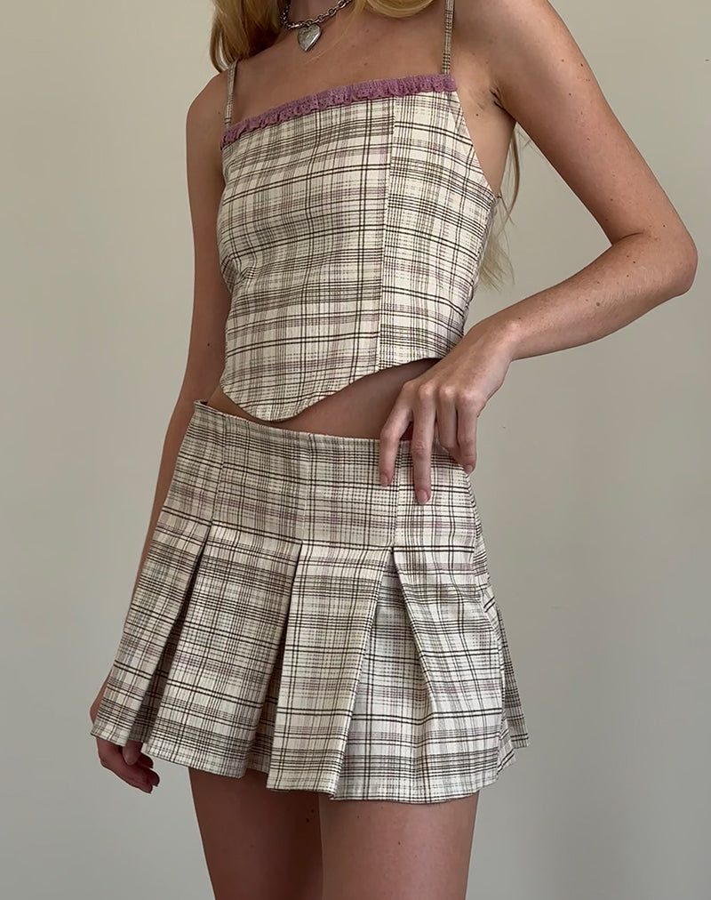 Afbeelding van Archie Corset Top in Cream Pastel Check