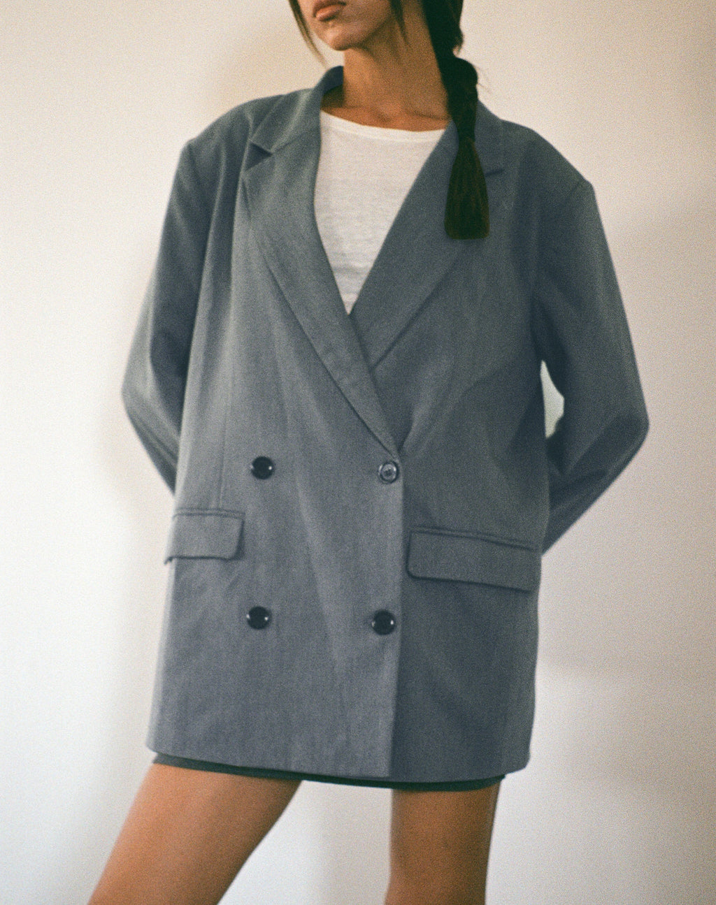 Ardea Blazer met dubbele rij knopen in Charcoal Tailoring