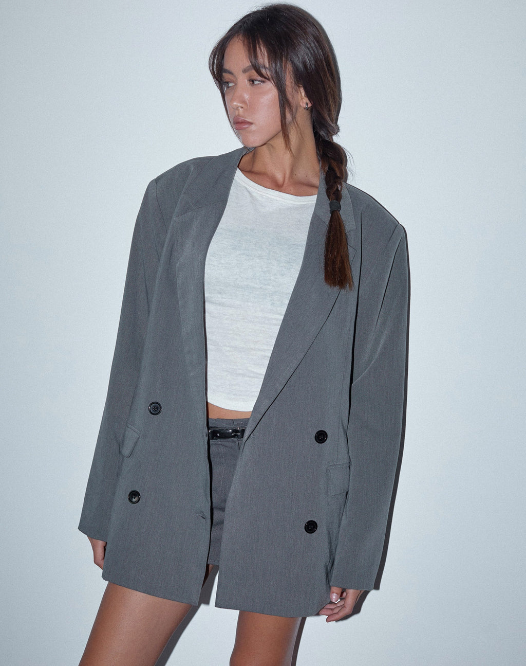 Ardea Blazer met dubbele rij knopen in Charcoal Tailoring