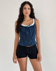 Afbeelding van Arhan mouwloze top in marineblauw popeline met witte bies