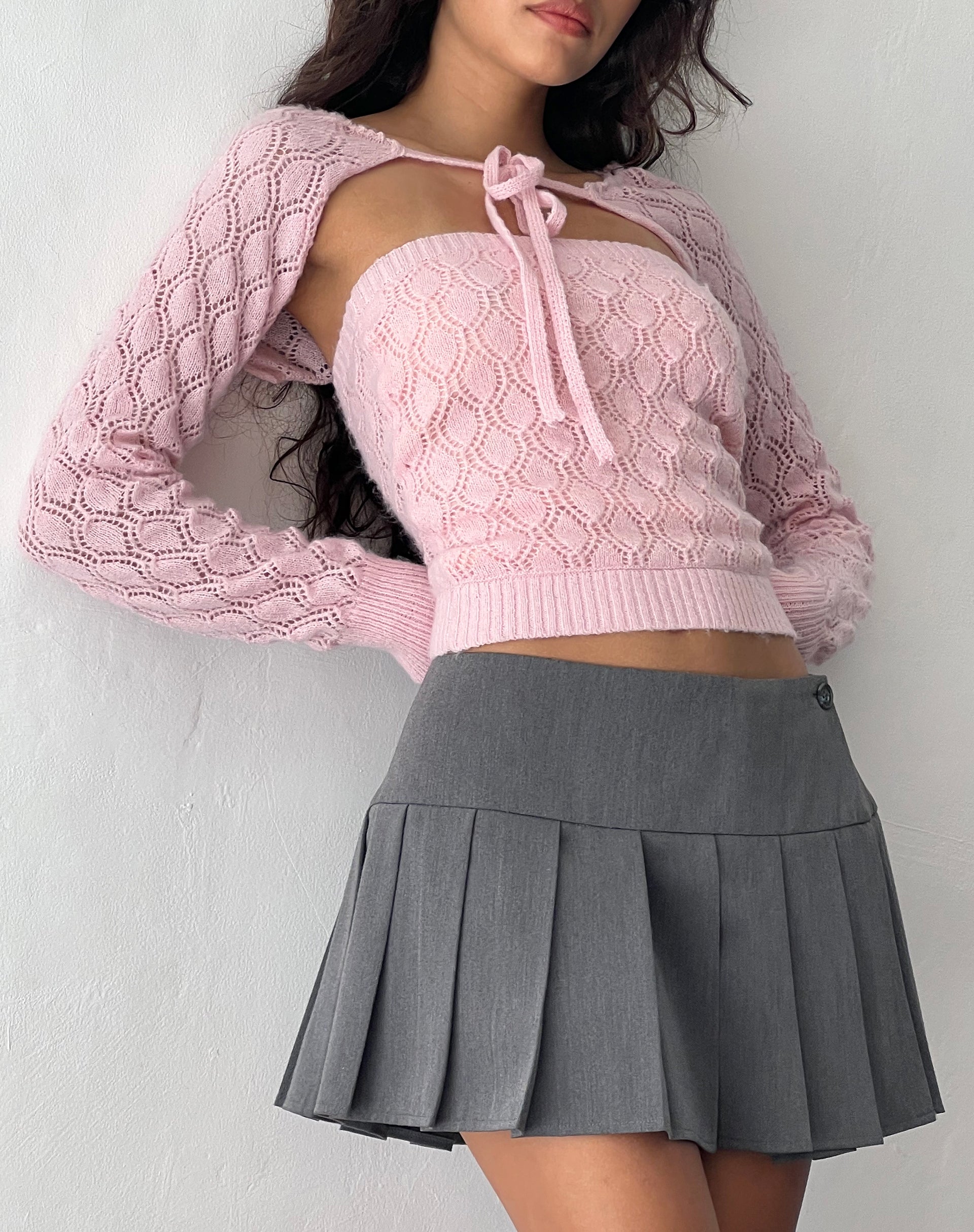 Afbeelding van Arinah Gebreide Shrug Top in Ballet Roze