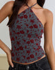 Afbeelding van Arira Halter Top in Tuinbloemen Blauw Grijs