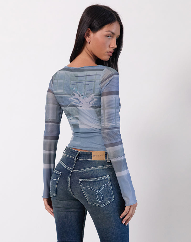 Afbeelding van Armali Lange Mouw Top in Parlourprint Blauw