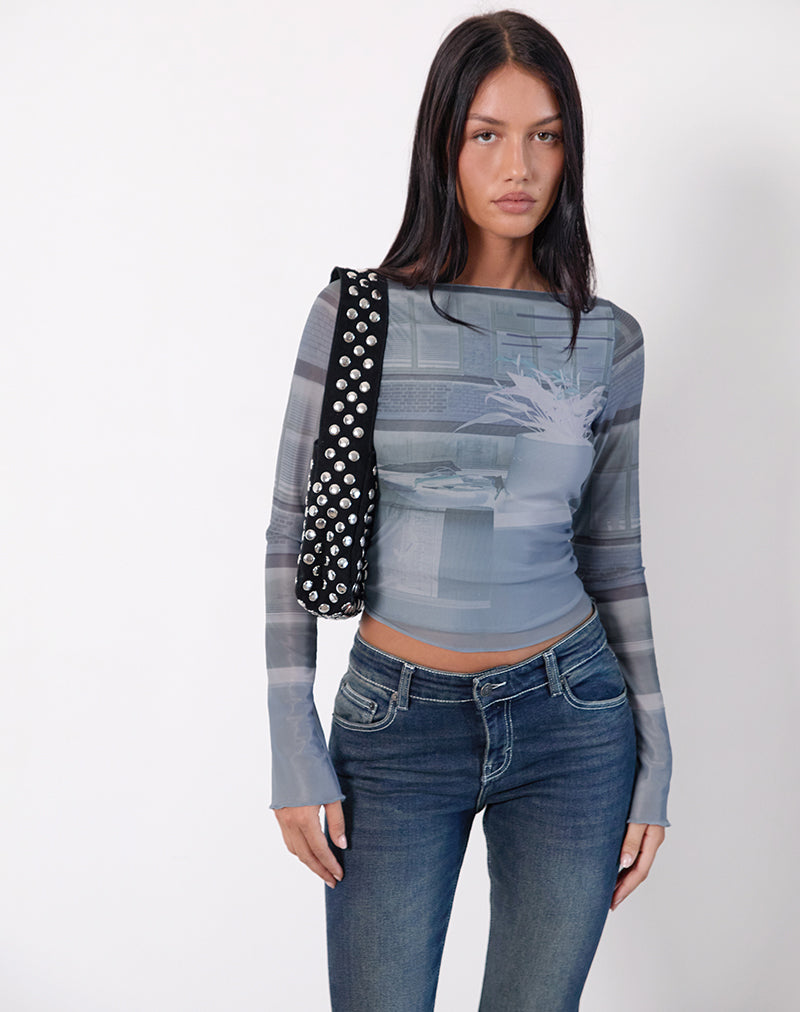 Armali Lange Mouw Top in Parlour Print Blauw