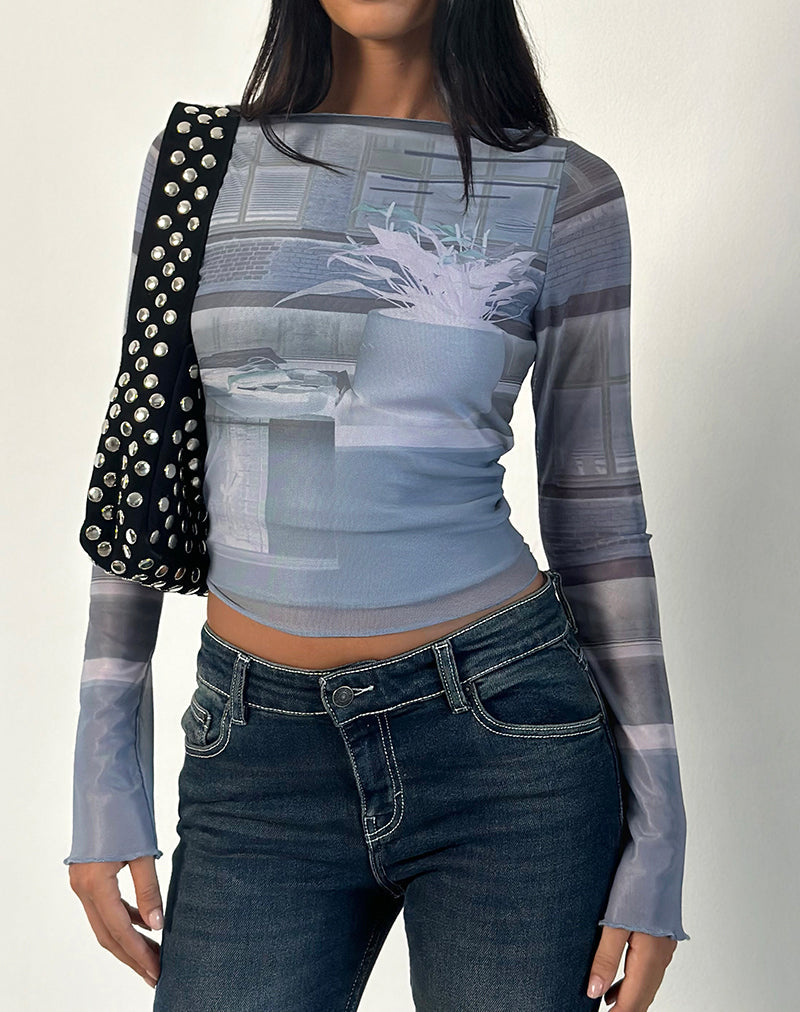 Afbeelding van Armali Lange Mouw Top in Parlourprint Blauw