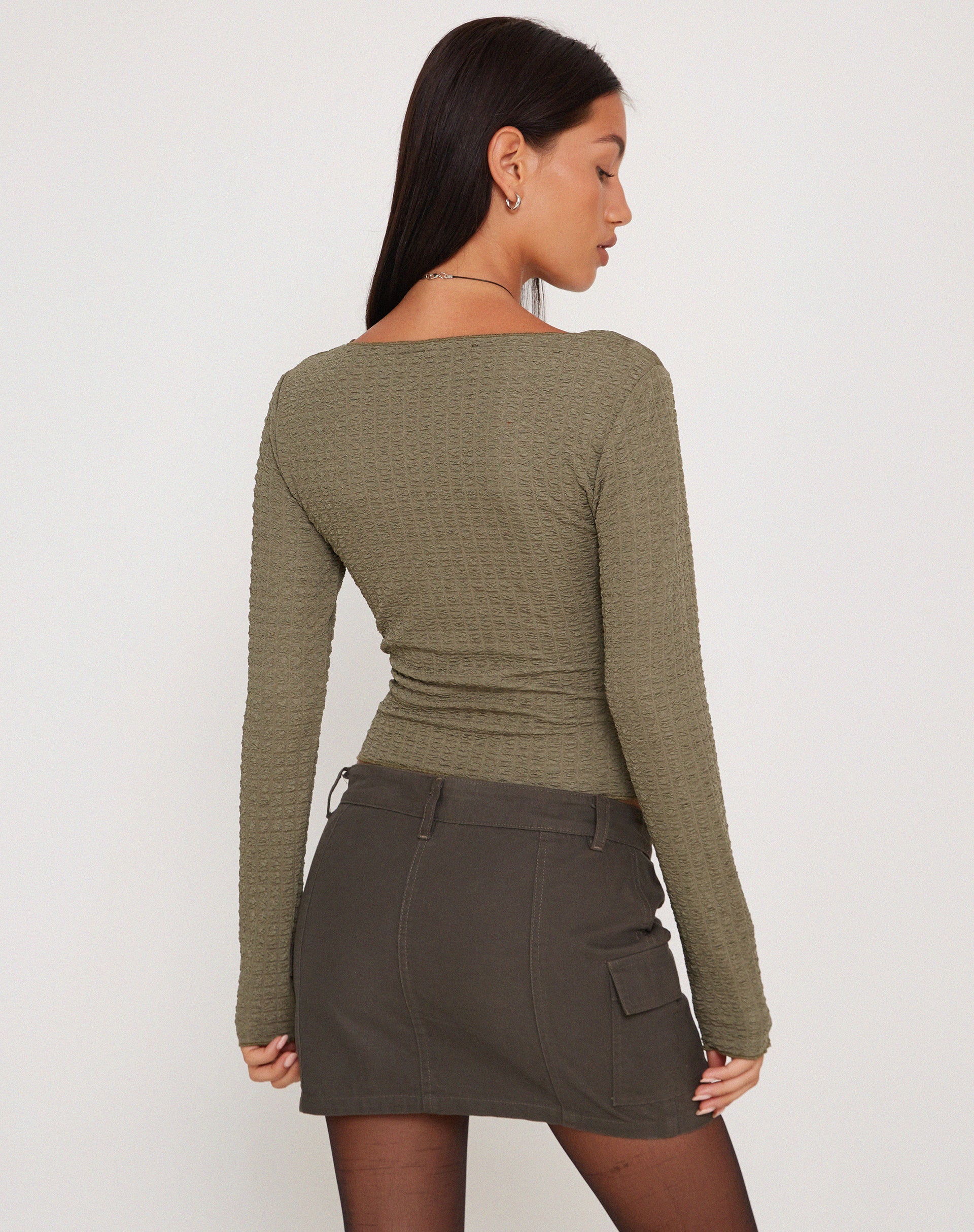Afbeelding van Armina Lange Mouw Top in Khaki