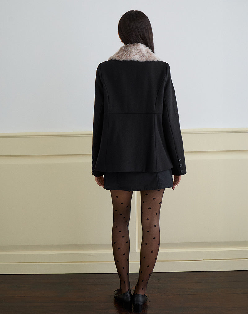 Afbeelding van Arsil Double Breasted Coat in Black Wool