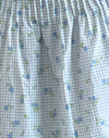 Blauw geruit bloemetje