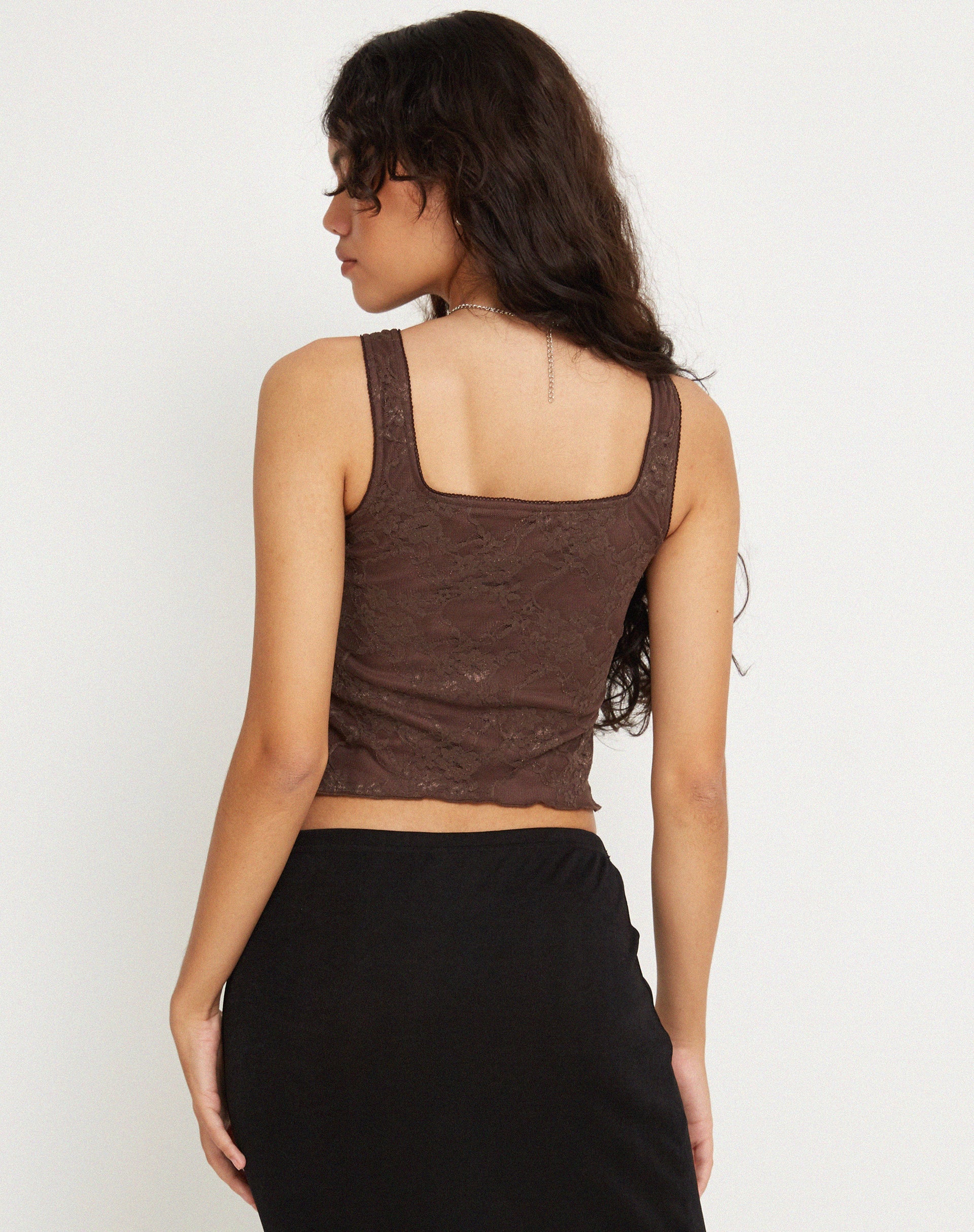 Afbeelding van Asahi Crop Top in Lace Chestnut Brown