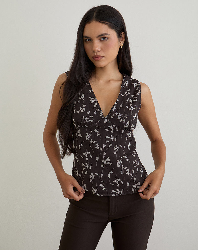 Afbeelding van Asali Top in Bloem Chiffon Bruin