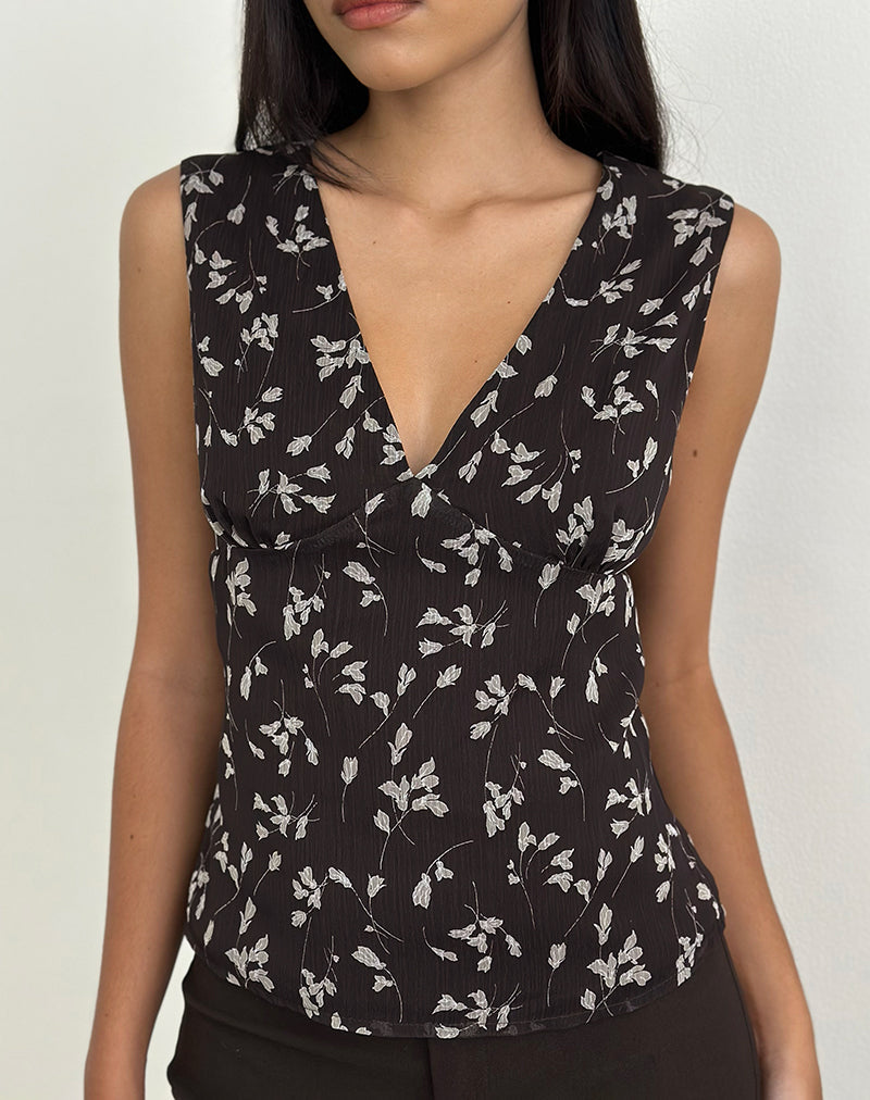 Afbeelding van Asali Top in Bloem Chiffon Bruin