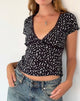 Afbeelding van Asani Top in Zwart Ditsy Romance