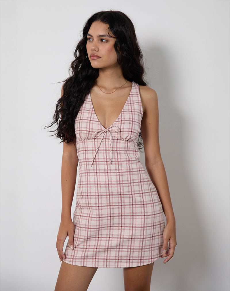 Asatari Mini Dress in Basic Tartan Roze