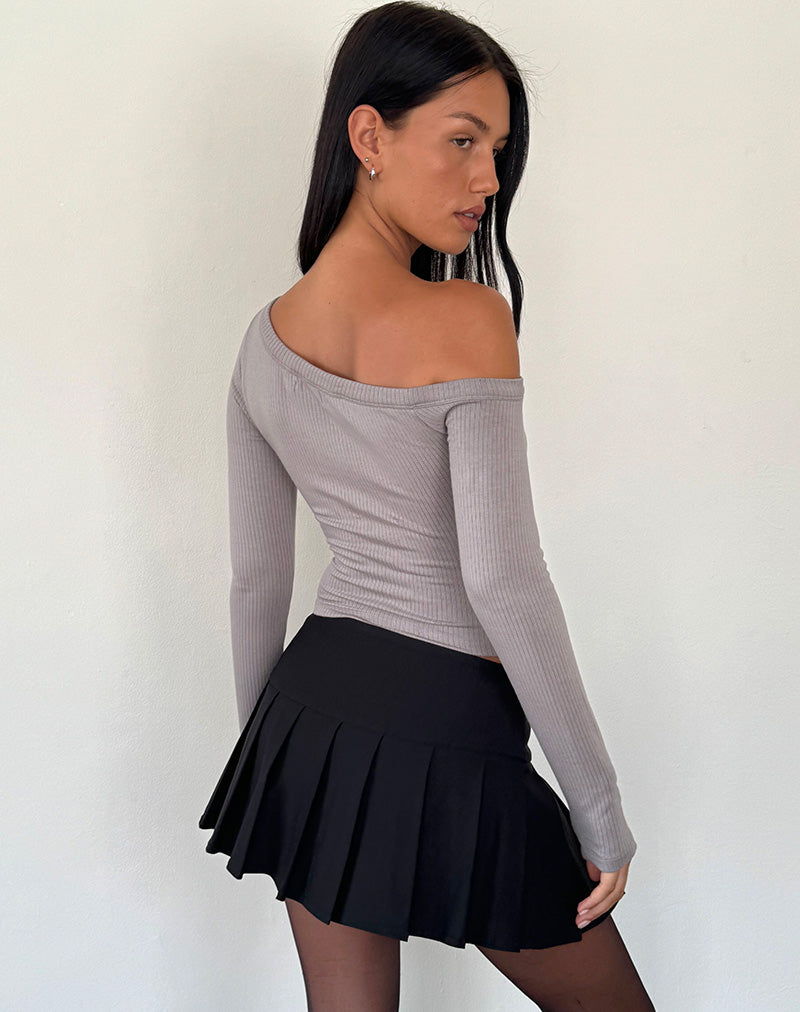 Afbeelding van Ashia Asymmetrische Lange Mouw Top in Olifantengrijs