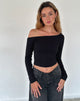 Afbeelding van Ashia Asymmetrische Lange Mouw Top in Zwart Superzachte Dikke Rib