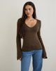 Afbeelding van Ashla Top in Sheer Knit Donkere Chocolade