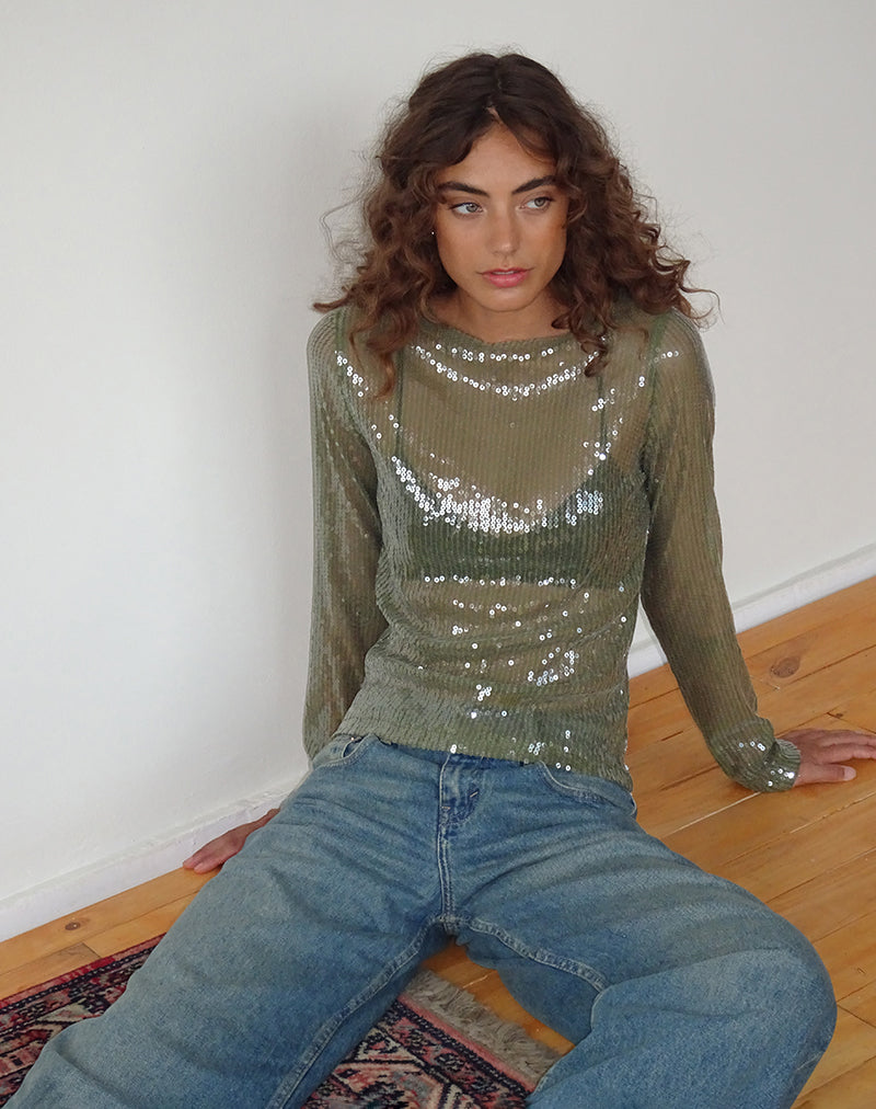 Ashram Top in helder kakigroen lovertje