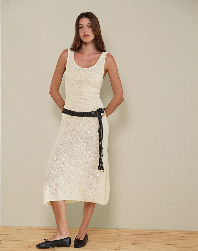 Ashtin Midi Dress in Pointelle Ivoor