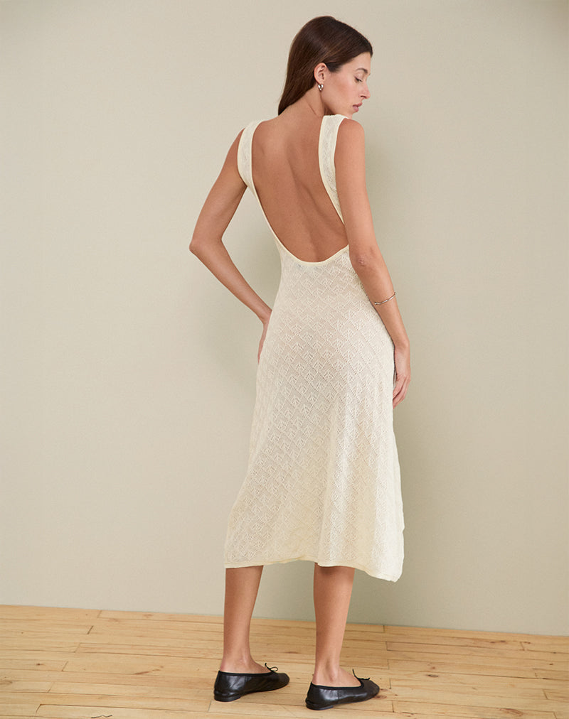 Afbeelding van Ashtin Midi Dress in Pointelle Ivoor