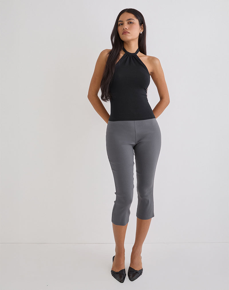 Afbeelding van Asla Cropped Capri-broek in stretch tailoring charcoal