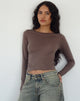 Afbeelding van Asma Loose Fit Lange Mouw Top in Nootmuskaat