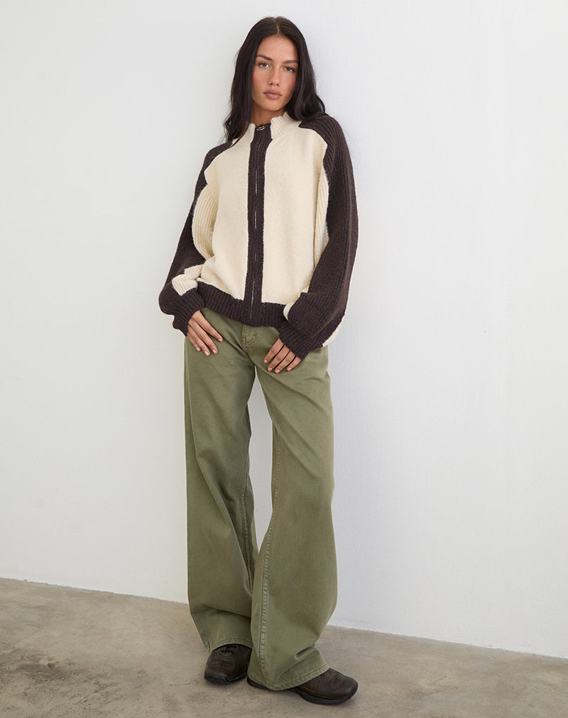 Afbeelding van Asrar-trui in gebreid crème en bruin