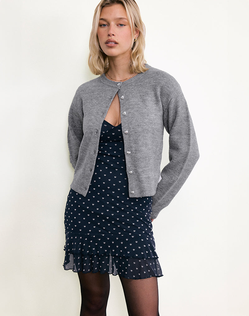 Afbeelding van Astika Mini jurk in Heart Flock Navy Geel