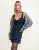 Afbeelding van Astika Mini jurk in Heart Flock Navy Geel