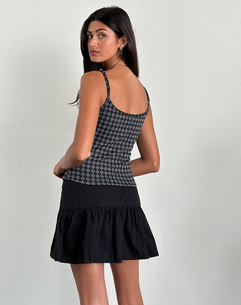 Afbeelding van Atarah Knit Cami Top in Argyle Zwartgrijs