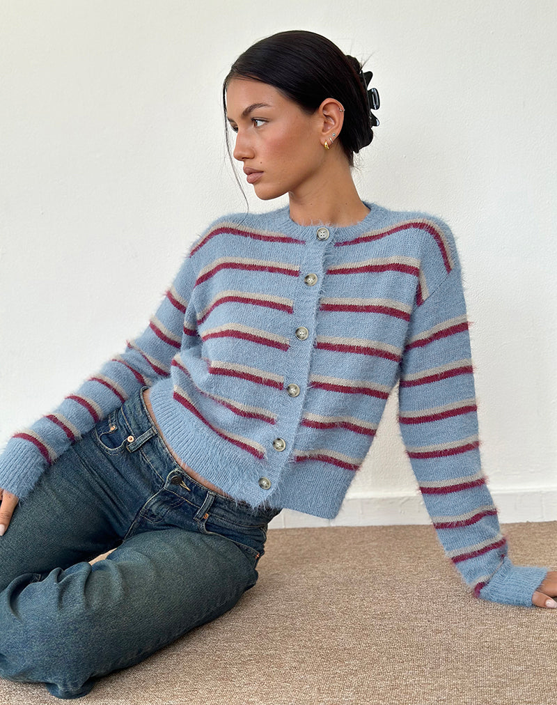 Audrina vest in blauw en rood gestreept