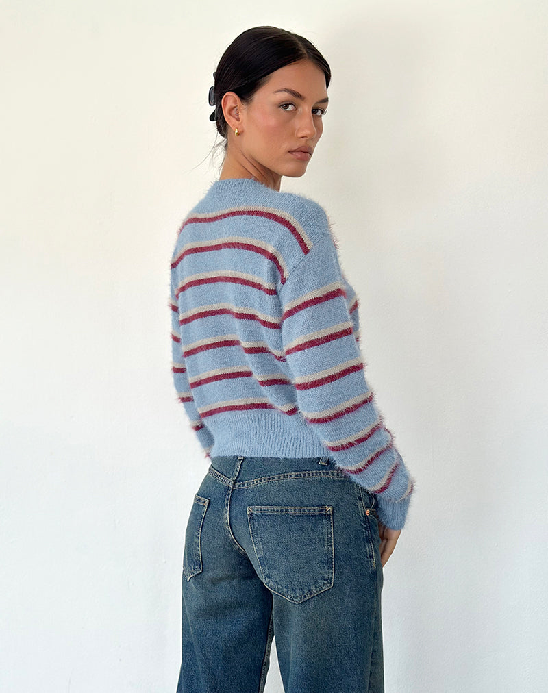 Afbeelding van Audrina Vest in Blauw en Rode Streep