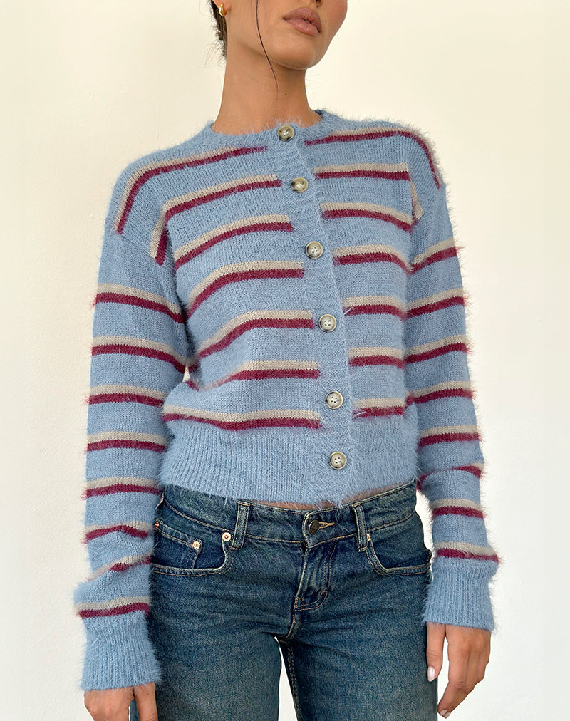 Audrina vest in blauw en rood gestreept