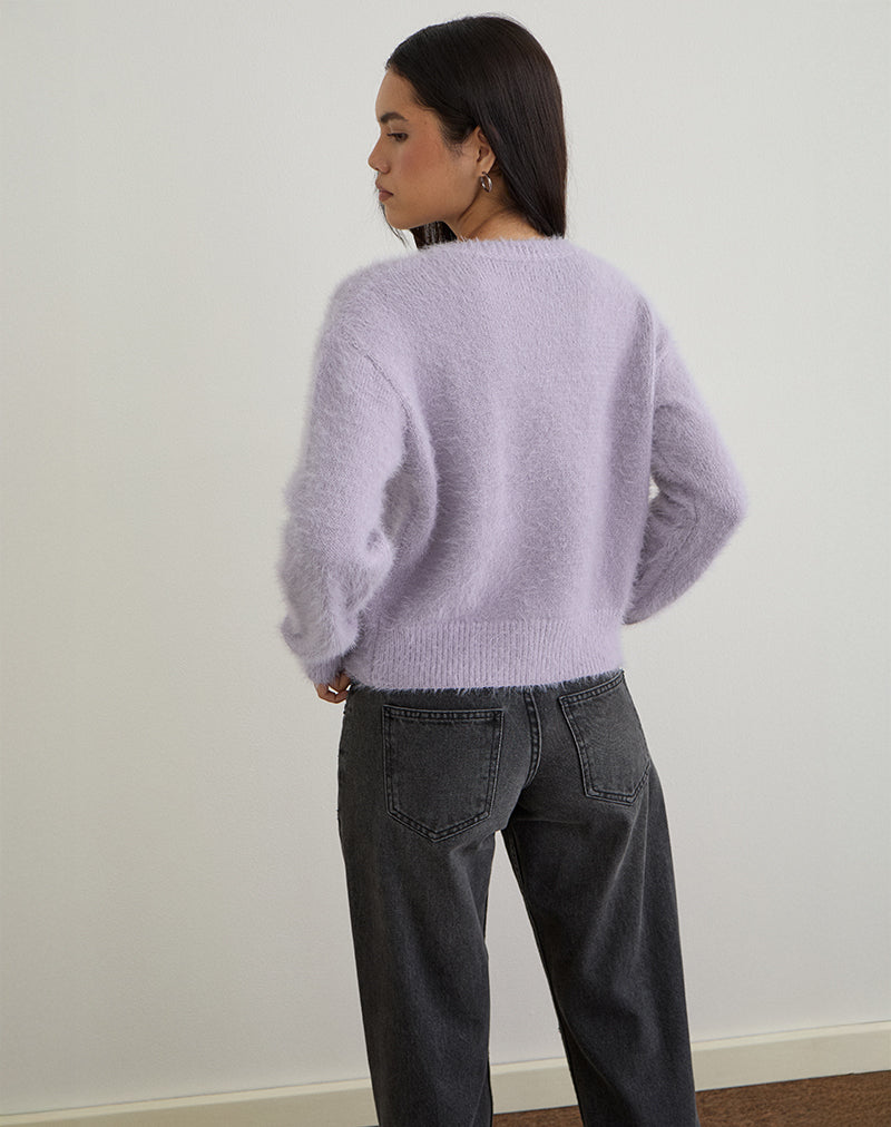 Afbeelding van Audrina Vest in Fluffy Knit Dusty Lilac