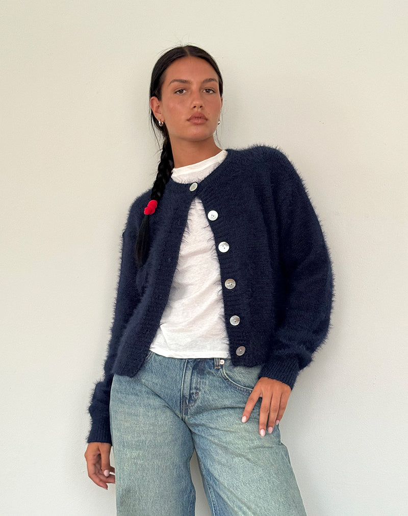 Afbeelding van Audrina Vest In Fluffy Knit Navy