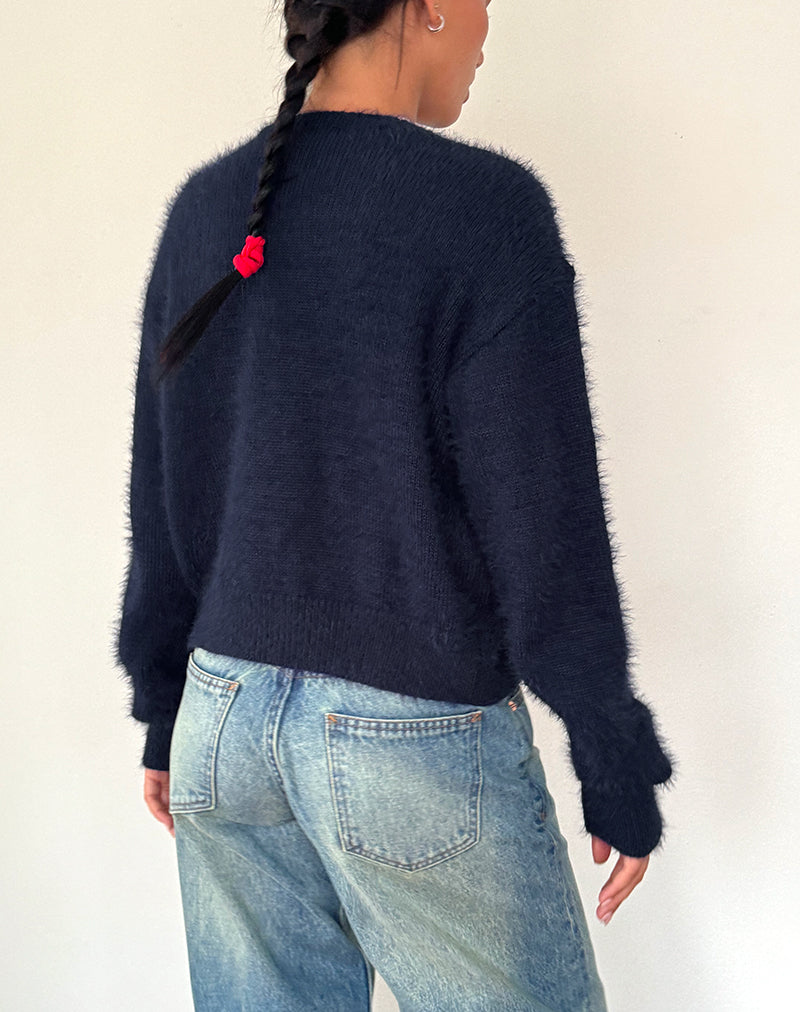 Afbeelding van Audrina Vest In Fluffy Knit Navy