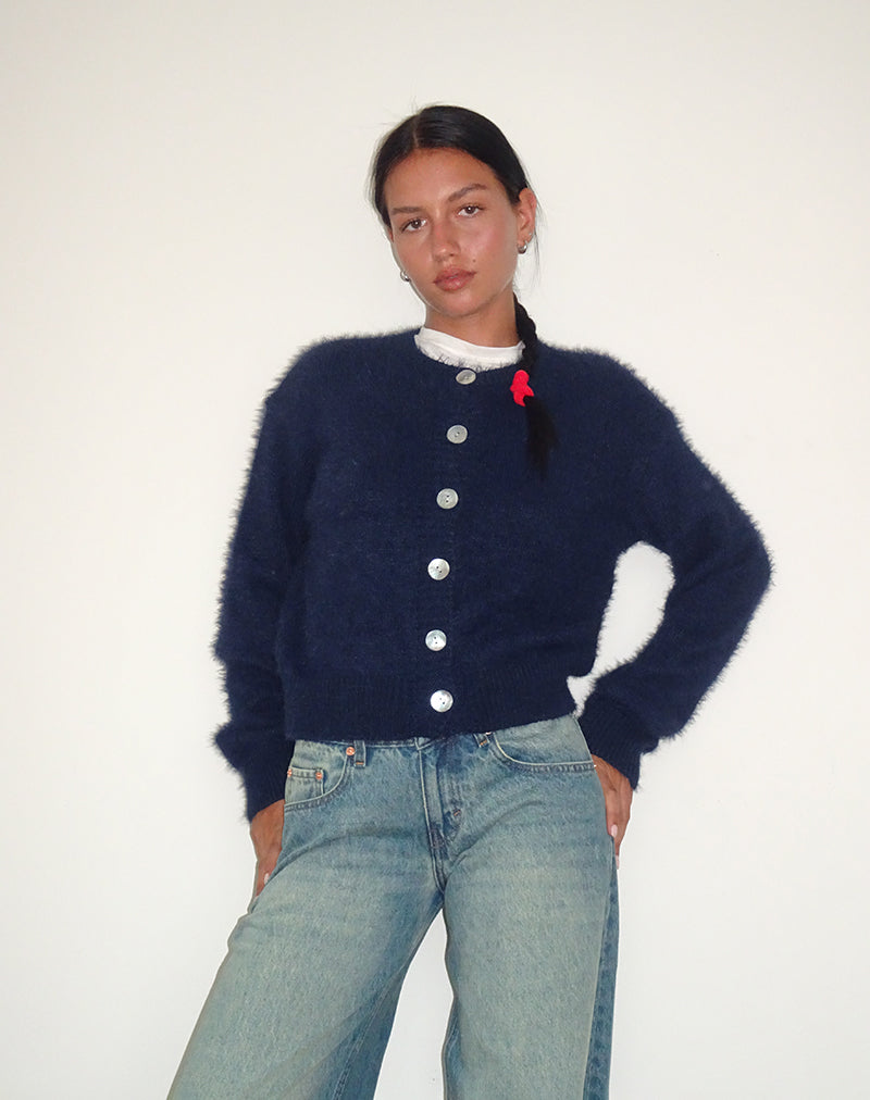 Afbeelding van Audrina Vest In Fluffy Knit Navy
