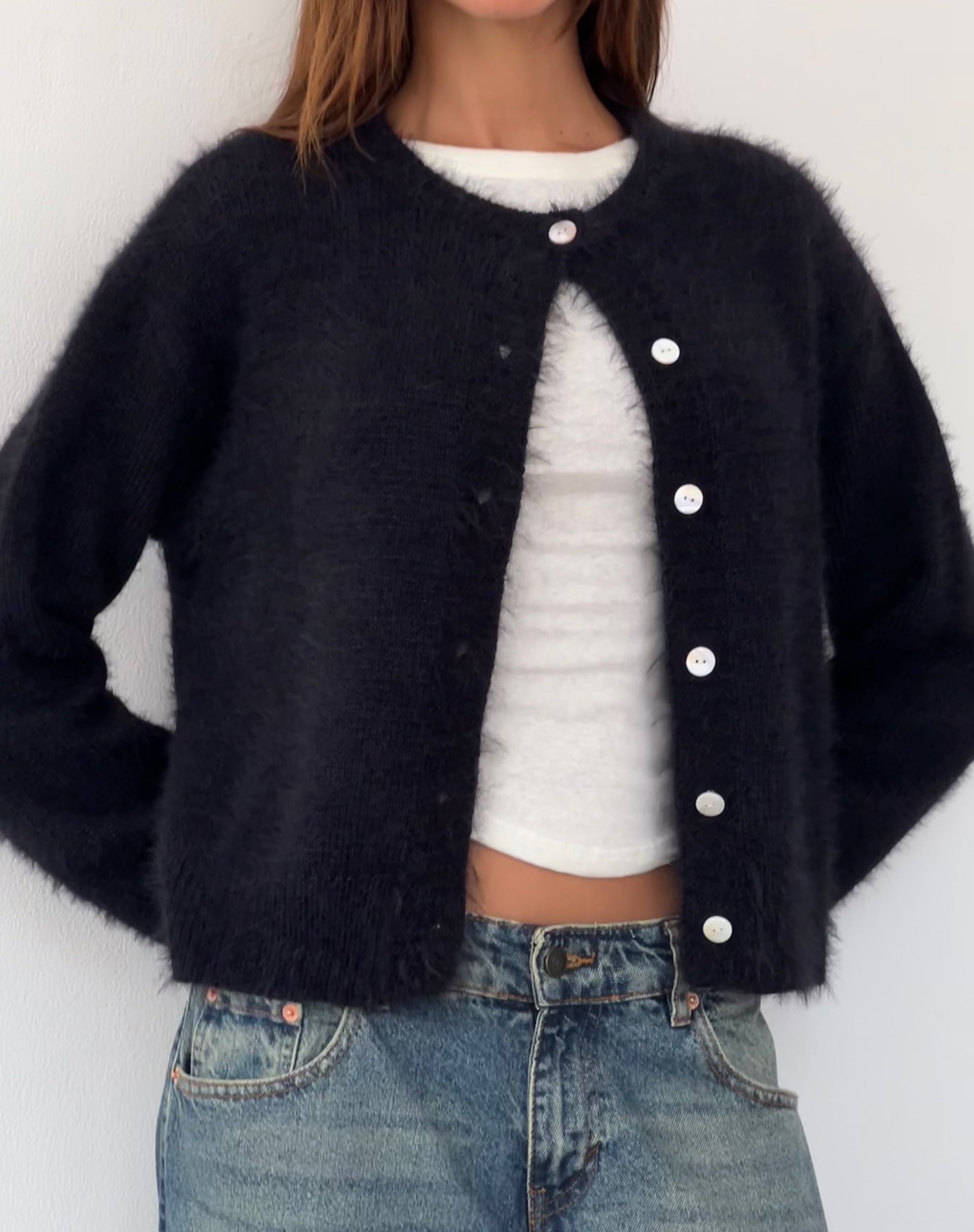 Afbeelding van Audrina Vest in Fluffy Knit Zwart