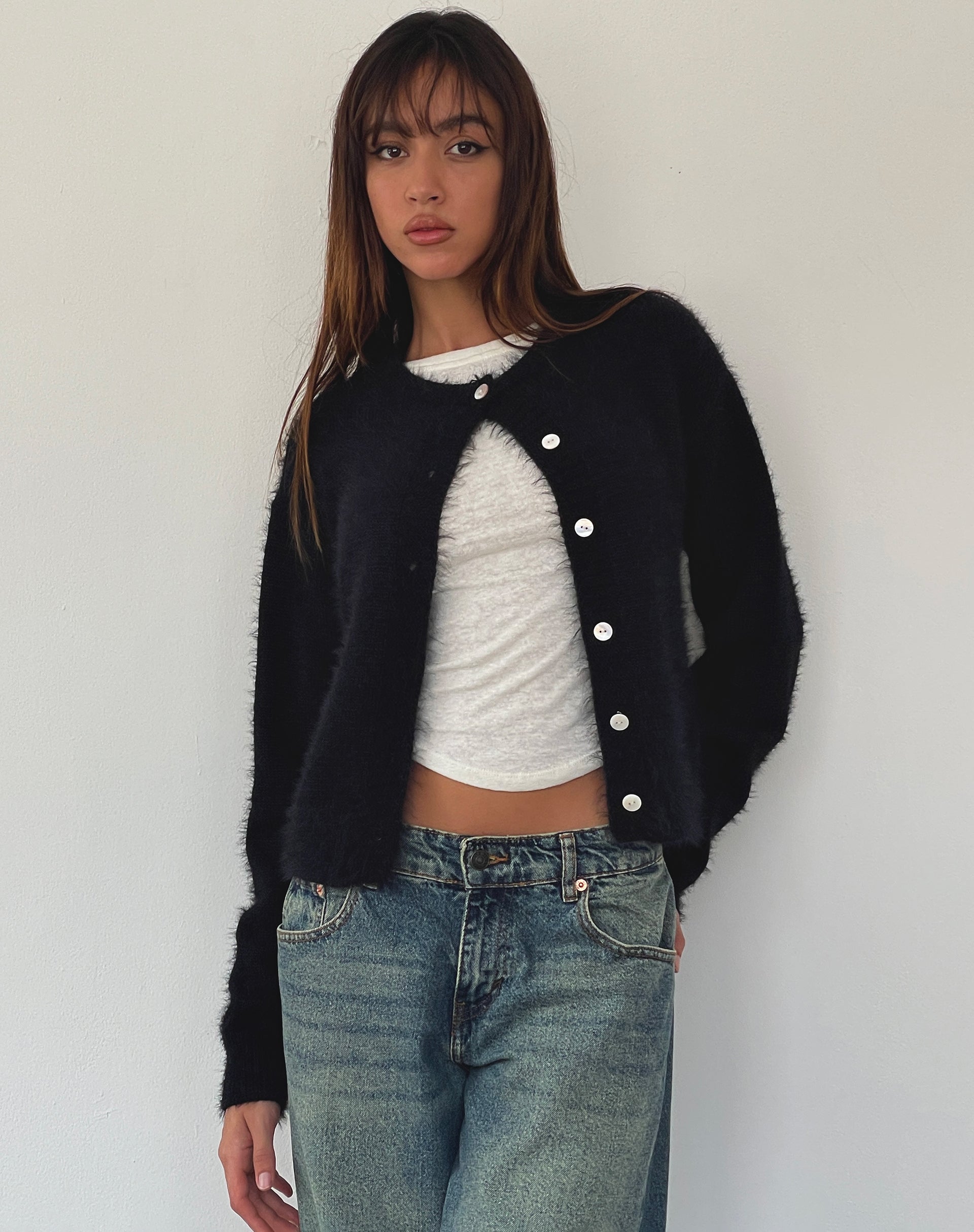 Afbeelding van Audrina Vest in Fluffy Knit Zwart