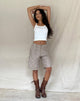 Afbeelding van Gail Longline Shorts in Taupe Check
