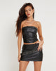 BEELD VAN Avani Eyelet Bandeu Top in PU Zwart