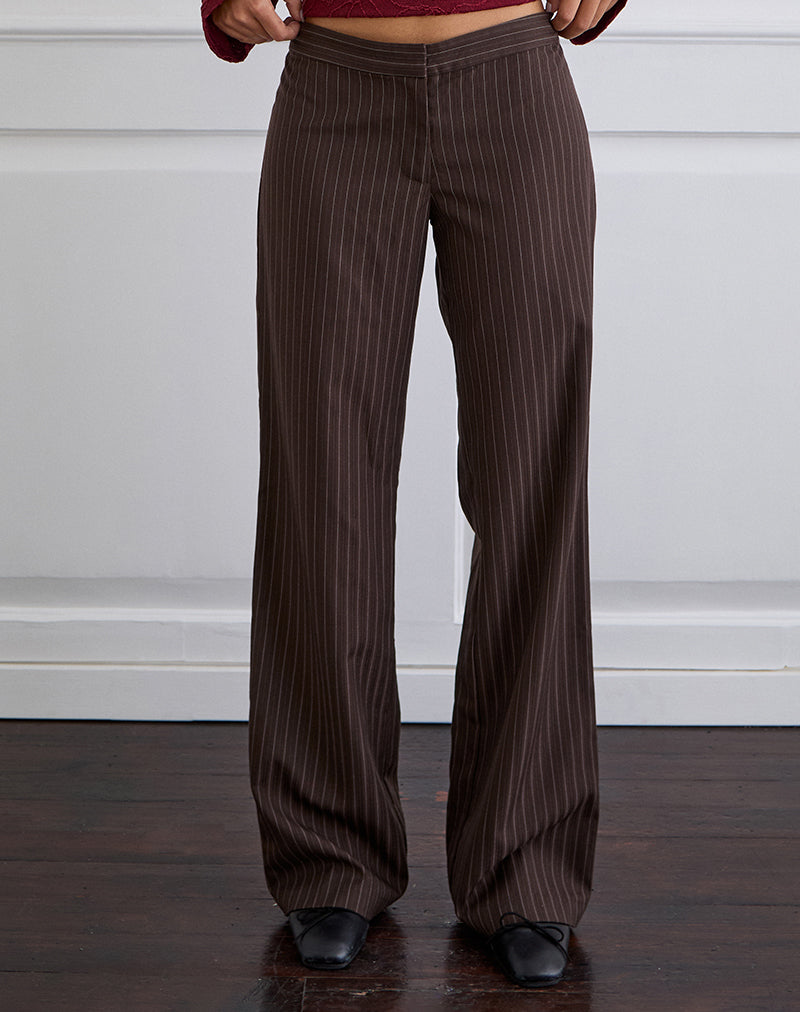Afbeelding van Ganta Slim broek in streep Chocoladebruin