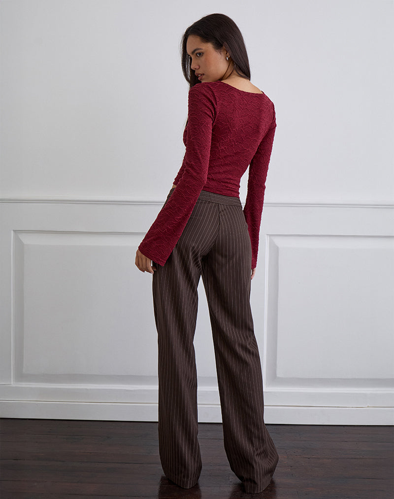 Afbeelding van Ganta Slim broek in streep Chocoladebruin