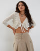 Afbeelding van Avery Ribbon Tie Front Vest in Ivoor
