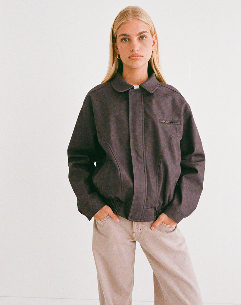 Afbeelding van Aviara Cropped Jacket In PU Donkerbruin