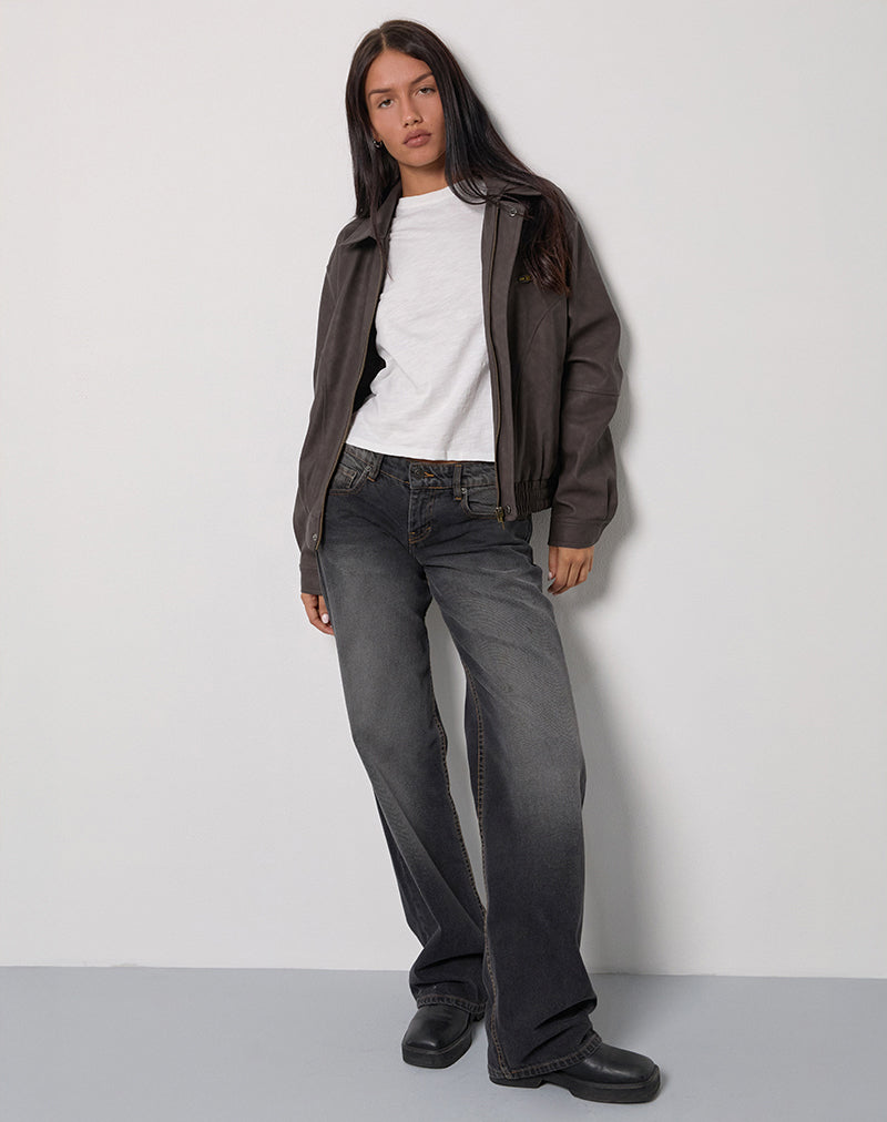Aviara Cropped Jas In PU Donkerbruin